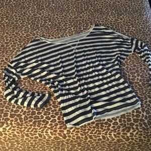 NWOT OLD NAVY Boho Blue & White Striped Oversized Soft Top